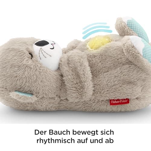 Fisher-Price Schlummer Otter Kuscheltier mit Atembewegung und Musik, Baby Erstausstattung, Neugeborene, Baby Spielzeug ab Geburt, Babyparty und Neugeborenen Geschenk, FXC66 thumbnail 3