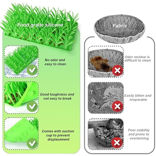 Palksky Silicone Grass Mat for Cats, Slow Food Cat Grass Mat for Indoor Cats, Foraging Snuffle Mat for Dog/Cat, Interactive Enrichment Cat Mat, green thumbnail 2