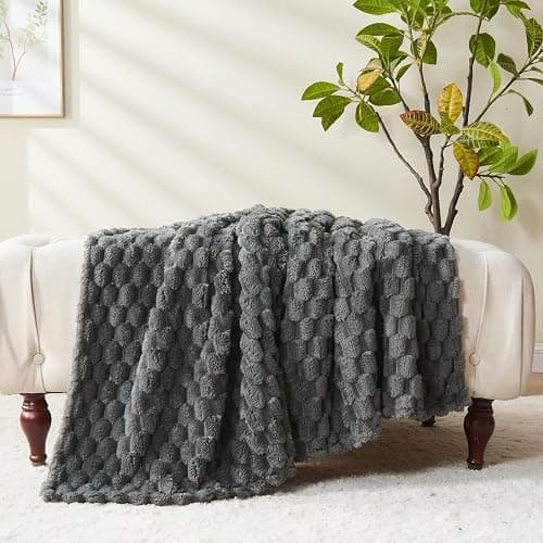 NEWCOSPLAY Super Soft Throw Blanket Grey Premium Silky Flannel Fleece 3D Clouds Stylish Jacquard Lightweight Bed Blanket All Season Use 350GSM (Grey, Throw(50"x60")) thumbnail 7