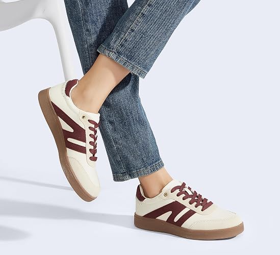 LUCKY STEP Women Classic Retro Gum Sole Fashion Sneakers Casual Tennis Skate Shoe Genuine Leather Walking Footwear Anti Slip Trainers thumbnail 7