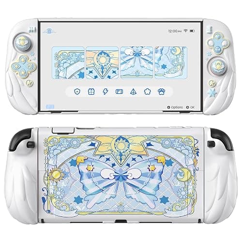 PlayVital Magic Wings Protective Case with Stand for Nintendo Switch 2 | Joycon Silicone Grips, PC Console Hard Shell, 2 Joystick Caps | Cute Animal Accessories Dockable Cover for Switch 2 - White - Image 1