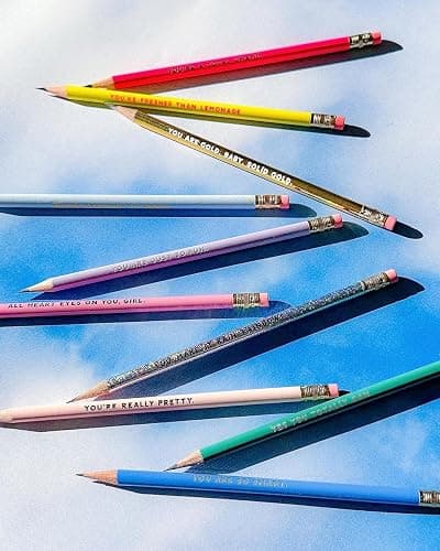 ban.do Write On Colorful Pencil Set of 10, Pre-Sharpened #2 School/Office Graphite Pencils for Adults, Compliment/Sayings Pencils for Girls, Compliments thumbnail 6