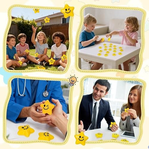 SHQDD 108PCS Bulk Stress Balls for Kids & Adults - Mini Star Stress Balls Squeeze Toys, 2.16 Inch Cute Smiley Face Stress Relief Ball Bulk for Anxiety Fidget Sensory, Classroom Party Supplies thumbnail 6