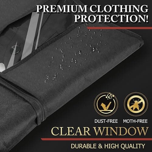 10 Pack 40-inch Garment Bags for Travel, Garment Bags for Hanging Clothes with Zipper and Visible Transparent Window，Black thumbnail 5