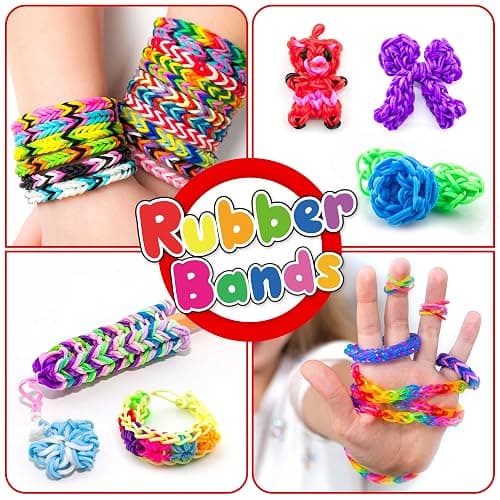 INSCRAFT 17500+ Rubber Loom Bands with 3 Layer Container, 28 Colors, 600 S-Clips, 352 Beads, 40 Cartoon Pendant, Bracelet Making Refill Kit for Kids thumbnail 7