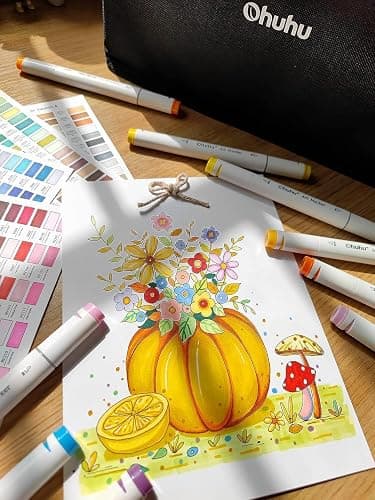 Ohuhu Alcohol Markers - AP Certificated Double Tipped Art Marker Set for Artists Adults Coloring Illustration -Refillable - 40 Colors - Chisel and Fine Dual Tips - Oahu of Ohuhu Markers thumbnail 2