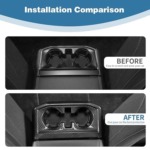 PDKLIN for F150 Center Console Rear Cup Holder Trim Cover Carbon Fiber for Ford F150 2021 up Carbon Fiber Interior Accessories 2pcs thumbnail 6