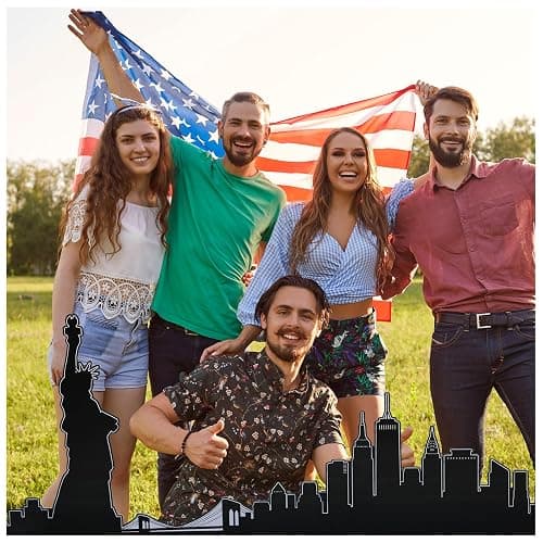 Chunful 5.2 Ft New York City Skyline Cardboard Stand Up Cutout Life Size Patriotic New York City Themed Party Decor Backdrop Photo Props Statue of Liberty Standup for Patriot Day Veterans Labor Day thumbnail 2
