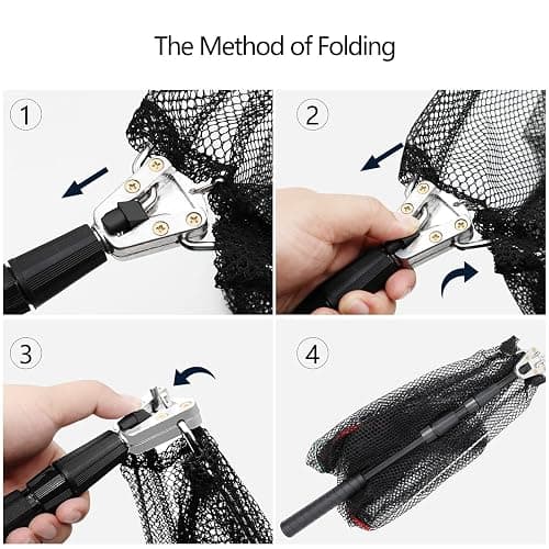 SAN LIKE Fishing Net Telescopic Landing Nets Folding Rubber Fish Net Rubber Coated Landing Net with Adjustable Sturdy Pole Handle for Saltwater Freshwater Bass Trout Fishing Easy Catch & Release thumbnail 4