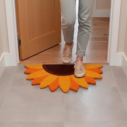 Fisura - Original Doormat Outdoor Entrance Sunflower, Outdoor Mats for Front Door, Coconut Fiber Mat with Non-Slip PVC Base. Dimensions: 27.56 inches x 15.75 inches x 0.59 inches thumbnail 5