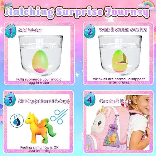MOMUSE Hatching Unicorn Eggs for Kids 6PCS, Rainbow Surprise Magical Eggs | Mini Unicorns & Butterflies & Reusable Charm Pouches, Blind Box Craft Kits for Girls 3 4 5 6 7 8, Easter Birthday Gifts thumbnail 2