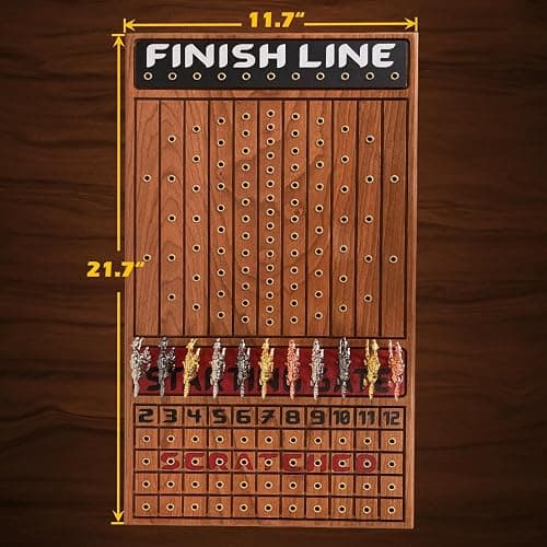 FINENI Horse Racing Game for Adults, Horse Race Board Game with 11 Luxurious Metal Horses (Gold, Silver, Black, Rose Gold), 22” Cherry Wood Horse Race Game Board, Dice & RoseGoldCard Included (Cherry) thumbnail 3