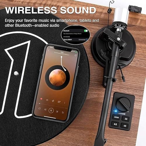 1 BY ONE Bluetooth Turntable Hi-Fi System with 36 Watt Bookshelf Speakers, Vinyl Record Player with Magnetic Cartridge thumbnail 2