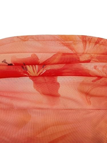 Milumia Women Floral Mesh Strapless Ruched Tube Top Split Hem Sleeveless Bandeau Crop Tops thumbnail 5