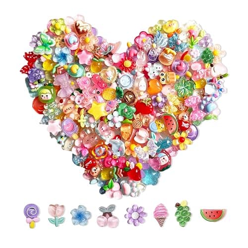 120PCS Mixed Colors Slime Charms Cute Flatback Random Resin Charms Bulk, Slime Accessories Embellishments for Phone Junk Cases, Scrapbooking, Hair Clips & DIY Craft Decoration(Mixed Colors) thumbnail 6