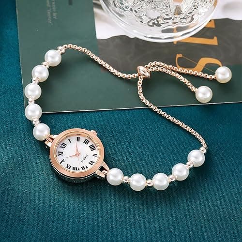 ADSBIAOYE Women's Fashion Simple Floral Bracelet Watch Diamond Quartz Light Luxury Watch thumbnail 3