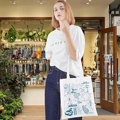 WZMPA Stick Season Musical Tote Bag Singer Album Gift Singer Tour Concert Reusable Grocery Bags Singer Merchandise thumbnail 7