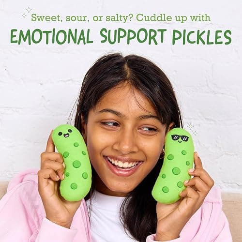 Emotional Support Pickles by Relatable, Cuddly Stuffed Animals and Toys, Squishy Toys and Plushies, Perfect Funny Pickle Gifts for Loved Ones of All Ages, Includes 5 Plushies with Carrying Basket thumbnail 3