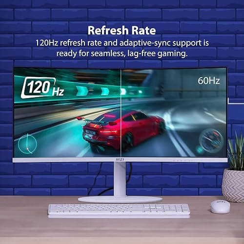 MSI Modern MD342CQPW 34in VA 3440 x 1440(UWQHD) Computer Monitor, 120Hz, 1800 Curved, Adaptive-Sync, HDMI, DP, USBC 98W Power Delivery, KVM, Height Adjustable, VESA, Speaker, 1ms, White thumbnail 5