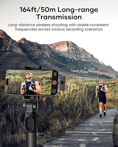 Wireless Lavalier Microphone for iPhone iPad Android With Charging Case 80h Battery Life, Noise Cancellation, 164ft Range Plug-Play Clip On Lapel Mic for Youtube, Video Recording, Vlog, Live Streaming thumbnail 4