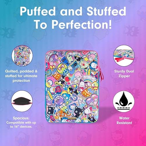Sonix x Sanrio | Puffy Laptop Sleeve | 15-16 Inch, Quilted Pillow Puffer Laptop Carrying Case, Computer Sleeve | Hello Kitty & Friends Stickers thumbnail 3