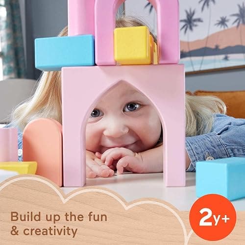 Fisher-Price Wood Toddler Toy Castle Block Set, 28 Wooden Pieces for Stacking Developmental Play Preschool Kids Ages 2+ Years thumbnail 2