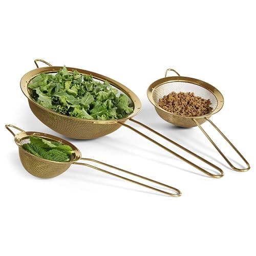 Proto Future Strainer Set Fine Mesh – Premium 304 Stainless Steel (18/8) – 8″, 5.5″ and 3.3″ Sturdy Kitchen Strainers (Gold) thumbnail 3