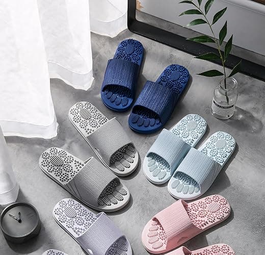 SvaTao Acupressure Massage Slippers Therapeutic Reflexology Sandals for Foot Acupoint Massage Shiatsu Arch Pain Relief Non-Slip Massage Shoes for Bath Shower (Gray, 7.5-8) thumbnail 8
