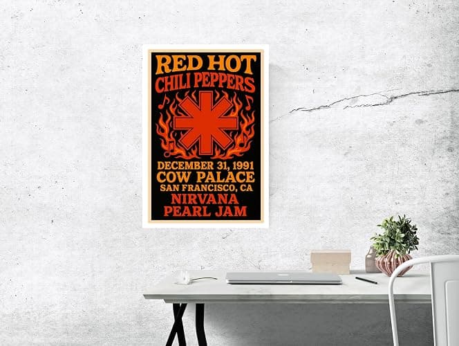 Posters Forever Red Hot Chili Peppers Concert Poster, San Francisco | Cow Palace, with Pearl Jam, December 31, 1991, Rock Music, Home Decor, Wall Art thumbnail 2