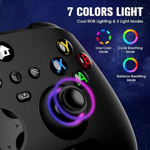 VidPPluing Controller for Xbox, Xbox One, Xbox One X|S, Xbox Series X|S, 2.4GHz Wireless Controller with RGB Light, Turbo Function and Motion Sensor, Thumb Caps Included - Black thumbnail 3