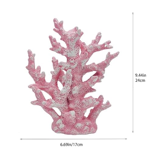 Etlemonde Coastal Beach Pink Coral Reef Statue Home Decor | Perfect for home, desk, bathroom, or shelf. Nautial resin sculpture, great gift for ocean lovers. thumbnail 3