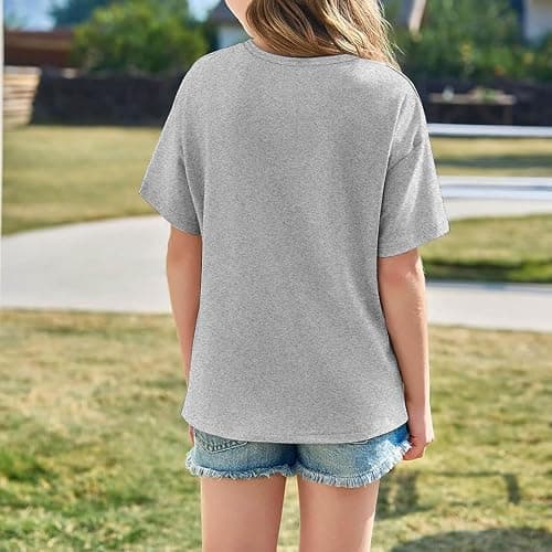 California T Shirts for Girls Letter Print Graphic Tees Oversized Casual Loose Drop Shoulder Short Sleeve Basic Summer Tops thumbnail 3