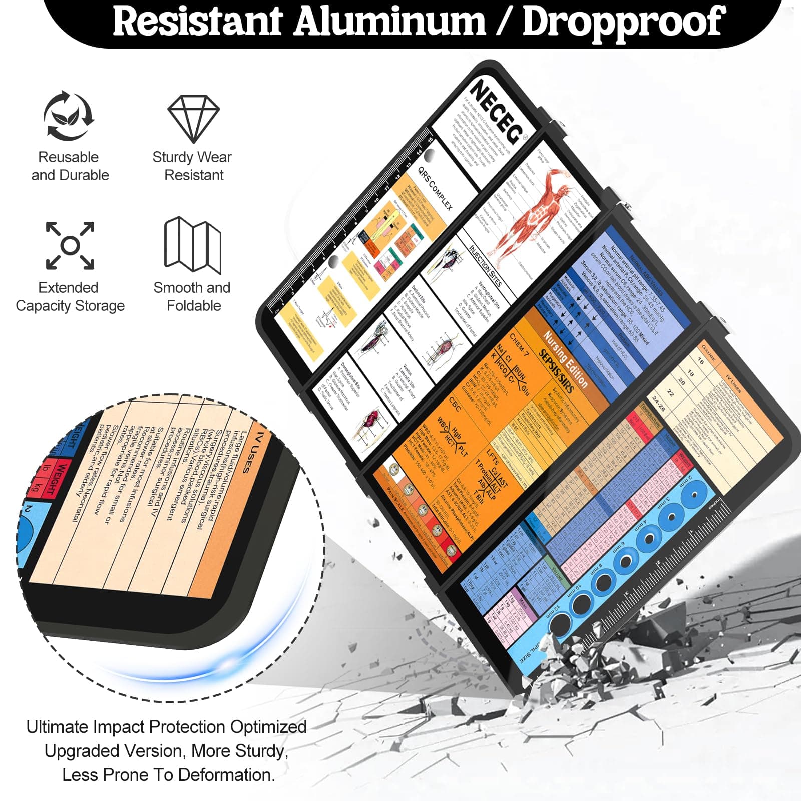 NECEG Nursing Clipboard Foldable, 4 Layers Aluminium, Black, Up to Letter Size (8.5 x 11 inches), Holds 150 Sheets, Low Profile Clip, Nurse Clipboard thumbnail 6