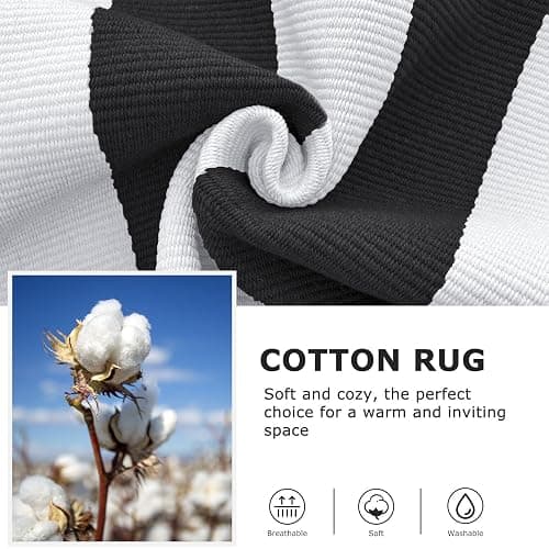 IOHOUZE Black White Striped Rug -27.5" X 43" Front Door Mats Outdoor,Washable Rug for Front Porch Decor,Spring Summer Welcome Mats Outdoor Indoor, Doormat for Farmhouse/Entryway/Home Entrance thumbnail 6