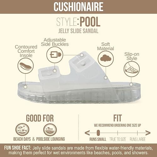 CUSHIONAIRE Pool Slides for Women Water Resistant Double Buckle Adjustable Slip-On Womens Sandals for Beach Shower Casual Wear thumbnail 4