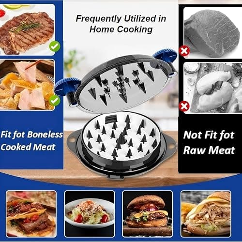 Chicken Shredder Tool Twist Large - Meat Shredder for Chicken Breast Pork Beef with Upgraded Stainless Steel Spikes BPA-Free Kitchen Essentials Gadgets Wall Mounted Design (Blue&Black) thumbnail 3