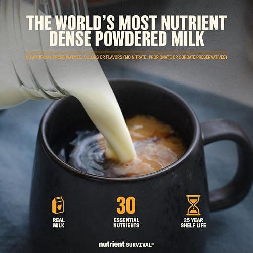 Nutrient Survival Vitamin Powdered Milk, Freeze Dried Prepper Supplies & Emergency Food Supply, 21 Essential Nutrients, Soy & Gluten Free, Shelf Stable Up to 25 Years, One Can, 50 Servings thumbnail 3