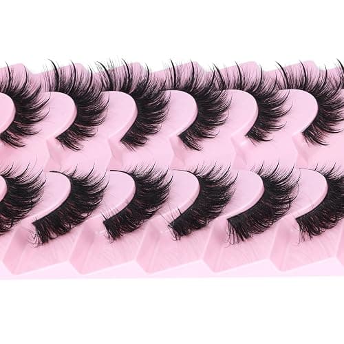 EYDEVRO False Eyelashes Wet Cat Eye Lashes Spiky Faux Mink Lashes Wispy Fairy Manga Lashes Natural Strip Lashes with Spikes 7 Pairs Pack thumbnail 6