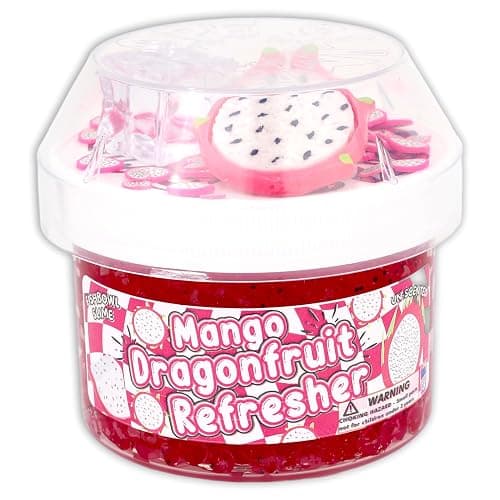 Mango Dragonfruit Refresher (8oz) - Fishbowl Bead Slime - Handmade in USA - Dope Slimes Pink - Image 1