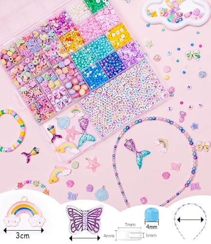 MiuCo Bracelet Making Kit for Kids Girls - Cute Beads for Jewelry Making Kit with Charms - Arts and Crafts for Make Necklaces - Birthday Gifts for Girls Ages 5 6 7 8 9 10 (Kids' Jewelry Making Kits) thumbnail 4