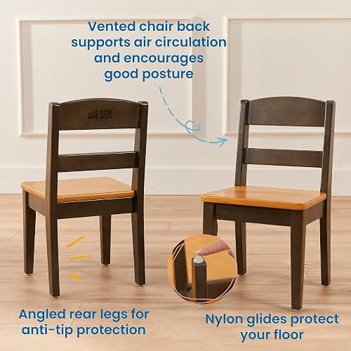 ECR4Kids Hideaway Table and Chair Set, Kids Furniture, Honey/Grey Wash, 3-Piece thumbnail 5