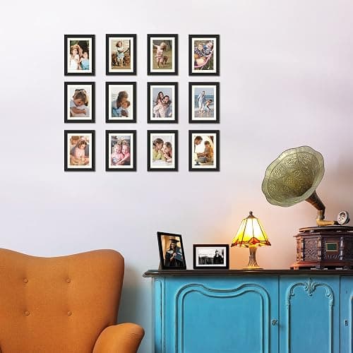 upsimples 5x7 Picture Frame Set of 10, Display Pictures 4x6 with Mat or 5x7 Without, Multi Photo Frames Collage for Wall or Tabletop Display, Black thumbnail 2