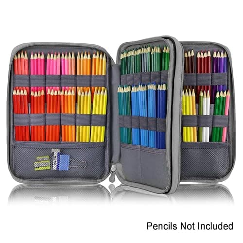 YOUSHARES 192 Slots Colored Pencil Case, Large Capacity Pencil Holder Pen Organizer Bag with Zipper for Prismacolor Watercolor Coloring Pencils, Gel Pens & Markers for Student & Artist (Black) thumbnail 4