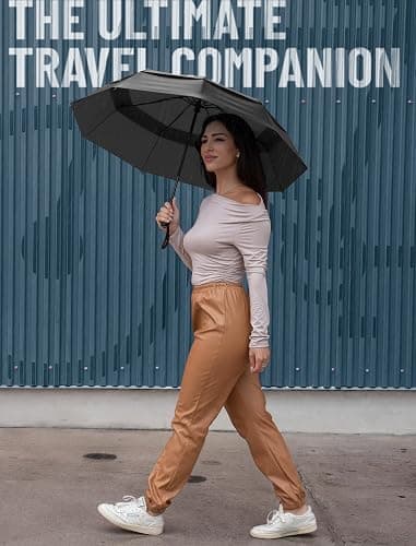 REPEL Windproof Travel Umbrella - Compact & Withstands Winds up to 85MPH , Strongest Premium Auto Folding Umbrella for Rain and Sun - Durable, Light & Portable for Women & Men , Fits Backpack & Cars thumbnail 6