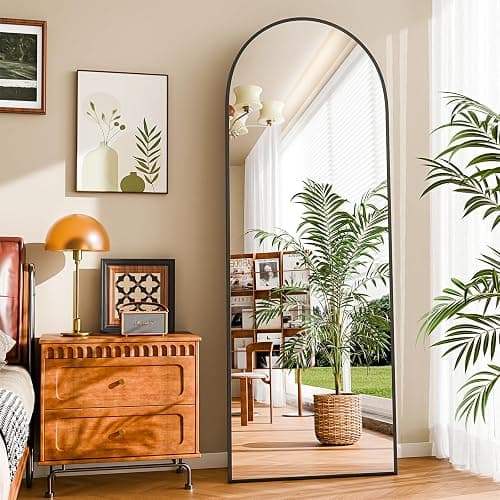 NBGV 59"x16" Floor Mirror Full Length, Arched Full Length Mirror with Stand, Full Body Mirrors for Bedroom Living Room or Cloakroom Black thumbnail 3