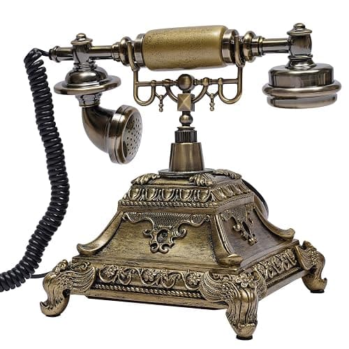 Vintage Telephone, Retro Rotary Dial Telephone, Corded Old Fashion Antique Landline Telephone Decor, Antique Phone for Home Office Hotel Decoration (Bronze) thumbnail 3