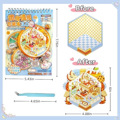 20 Sets DIY 3D House Stickers Scene Collection Book for Children Adults - Magic House, with Tweezers Make Your Own House Stickers Therapy for Adult Relief Stress thumbnail 2