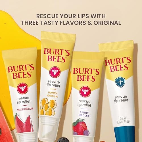 Burt's Bees Stocking Stuffers, Rescue Lip Relief, Honey Vanilla, Hydrating Lip Balm for Dry Cracked Lips, with Responsbily Sourced Beeswax and Shea Butter, 100% Natural Origin, 1 Squeezy Tube, 0.35oz thumbnail 9