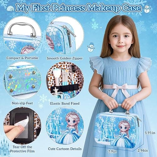 Hohosunlar Frozen Pretend Makeup for Toddlers Toys 3-5, Fake Play Make Up Pretend Play Princess Frozen Toys for Girls, Christmas Birthday Princess Gifts Toys for 3 4 5 6 7 8 Year Old Girls Kids thumbnail 6
