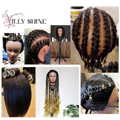 MILLYSHINE Mannequin Head With Human Hair,16",Braiding Styling Doll Head,Beauty School Manikin Head,Curling Dyeing Hairdresser Practice Training Head thumbnail 6